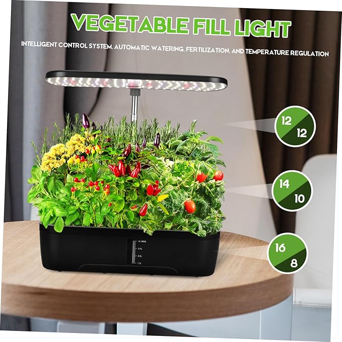 1set Hydroponic Plant Growing Grow Light Indoor Gardening Kit for Vegetables Herbs and Seeds Germination Intelligent Control Multi-Porous Design Compatible Us
