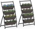 HAPPYGRILL 4-Tier Vertical Raised Garden Bed Elevated Planting Bed w/ 4 Stackable Flowerpots &amp Drainage Holes Indoor Outdoor Freestanding Planter Box w/Legs for Patio Yard (226 x 20.5'' x 49''