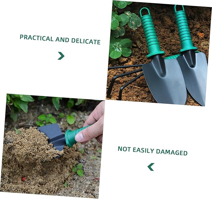 10-Piece Garden Tool Set Case with Floral Patterns Plastic Material Lightweight Tool Box for Stainless Steel for Potted Plants Flower Beds