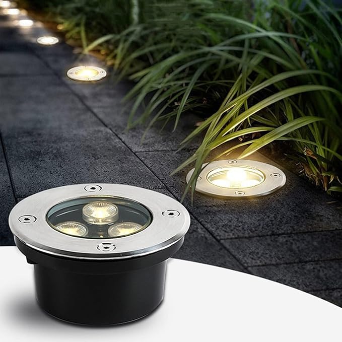 Ground LED Landscape Lights - Outdoor Buried Lights AC85-110V LED Spotlight IP65 Waterproof Walkable Outdoor Avenues Paths Garden Lighting Recessed Ground LightGreen 4a1W