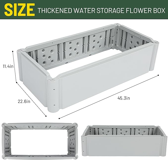 Raised Garden Bed Outdoor Planter Box Large Rectangular Planter for Outdoor Patio/Porch Durable All-Weather Use with Water Storage Long-Lasting