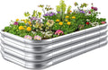 Crirax Raised Garden Beds Outdoor 8×4×1 Ft DIY Galvanized for Vegetables 12-in-1 Modular Metal Bed Kit Gardening Planters Sliver 03
