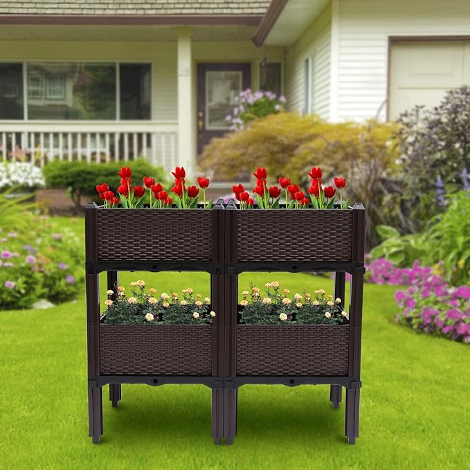 DYRABREST Raised Garden Bed Raised Garden Bed with Legs Planters for Outdoor Plants Planter Box for Indoor Outdoor Vegetables Fruits Potato Flowers Great for Outdoor Patio Deck and Balcony