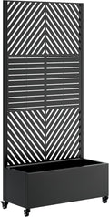 73 x 35 x 16 Metal Planter Box with Trellis Black Galvanized Steel Raised Garden Bed