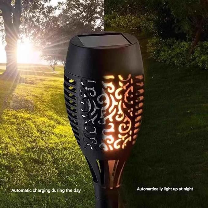 Solar Garden Stake Light –Flame Torch Lamp Weatherproo for Outdoor Pathway Lighting No Wires Required with Automatic Night Activation(Warm Light6PCS (1.2V))