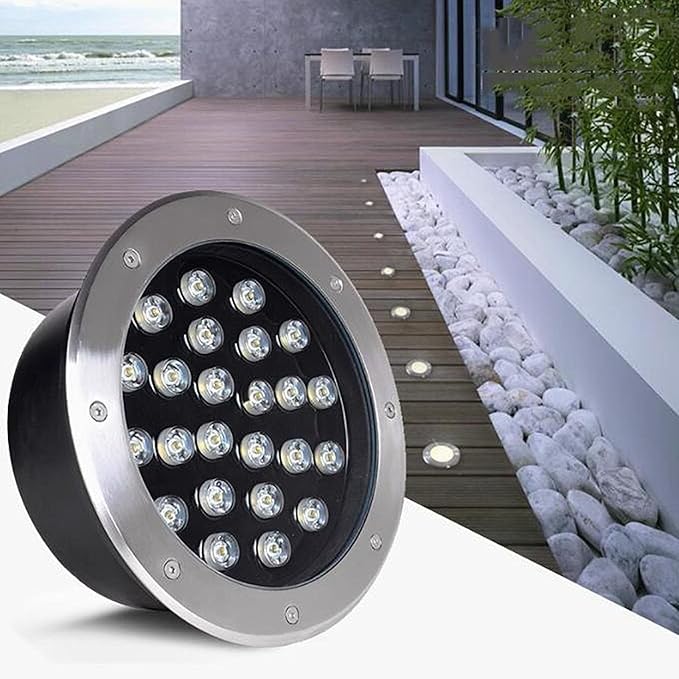 Outdoor Recessed Spot Light - LED Landscape Lights LED Buried Lights IP67 Waterproof Embedded Illumination Path Light AC 220V Round Stainless Steel Ground Spotlight Buried Garden Light(Warm White