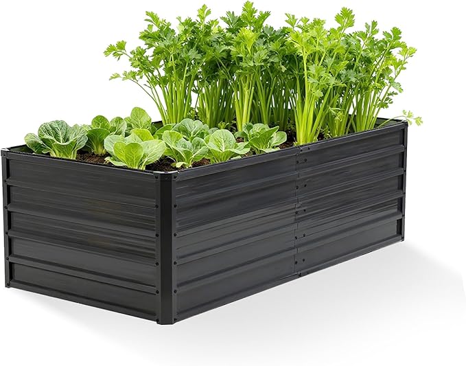 NEWBULIG 6x3x2ft Galvanized Raised Garden Bed Outdoor Metal Planters Box Large Garden Beds for Planting Vegetables Flowers &amp Herbs Easy Assembly Gray