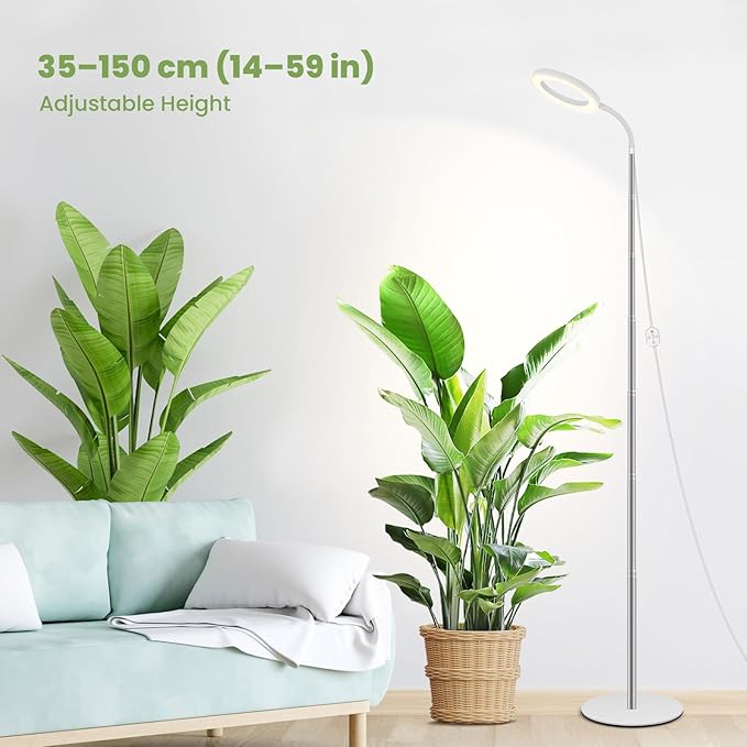 Grow Lights for Indoor Plants 24V 660nm-Enhanced Full Spectrum LUMILEDS LED Plant Light 6.3in Grow lamp with Timer &amp Dimming Adjustable Height 14-59in 15W 260μmol/s/m²@15cm(6in) J15-W