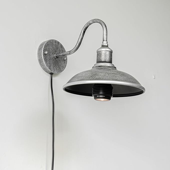 Hook Mounted Plant Light Full Spectrum 4500K 10W Adjusted Light Beam Range 15-60° Industrial Style Silver Plug in Wall Lamp for Flowers Growing Indoor Plants
