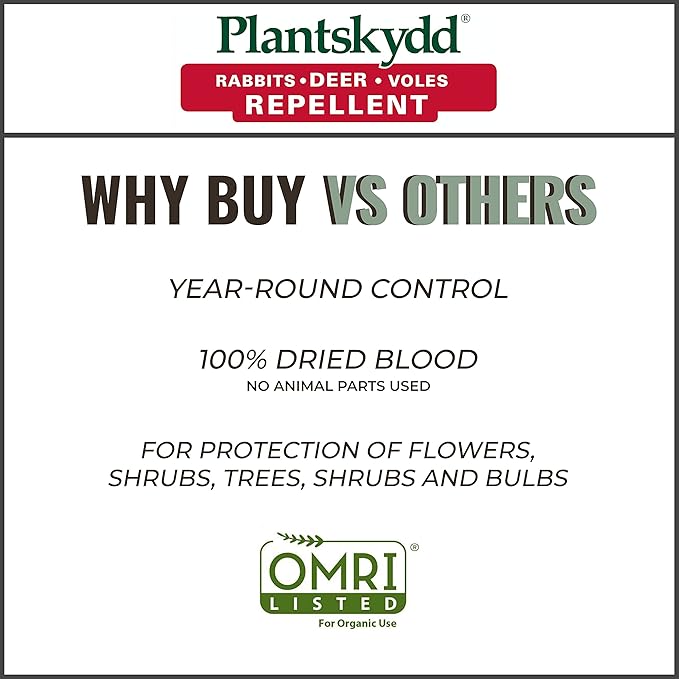 Plantskydd Animal Repellent - Repels Deer Rabbits Elk Moose Hares Voles Squirrels Chipmunks and Other Herbivores 8 LB Granular Shaker Jug (PS-VRD-8)