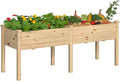 BlueWish 72''L x 23''W x 30''H Outdoor Cedar Garden Bed Raised Garden Bed with 8 Drainage Holes &amp 6 Legs Elevated Planter Boxes for Gardening Vegetable Flower 661lbs Capacity Natural