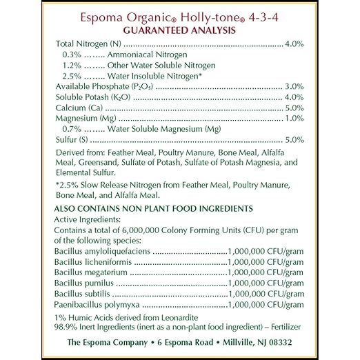 Espoma Organic Holly-Tone 4-3-4 Natural &amp Organic Evergreen &amp Azalea Plant Food 4 lb. Bag The Original &amp Best Fertilizer for All Acid Loving Plants Including Rhododendrons &amp Hydrange