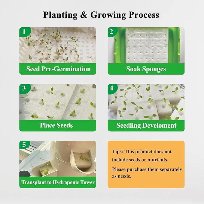 Hydroponics Growing System 30-Plant Indoor Hydroponic Tower with Pump System Plants Germination Kit Smart Aeroponic Herb Garden Vertical Hydroponic System for Gardening Lover (No Seed)