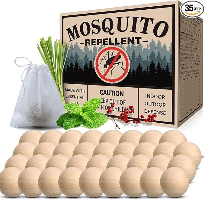 Mosquito Repellent 35 Balls – Mosquito Repellent Outdoor Patio &amp Indoor Natural Mosquito Deterrent for Yard Patio Camping &amp Travel
