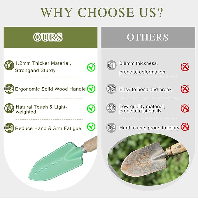 Gardening Tools 9-Piece Heavy Duty Gardening Hand Tools Set (Green) Stainless Steels and Reinforced Garden Supplies Kit Durable Garden Tools Organizer Handbag Ideal Garden Gifts for Women