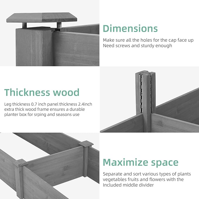 Over Ground Raised Garden Bed 4x2 Feet 96x28x10 Inch Large Planter Box for Vegetables &amp Flowers - Deep Root Space No-Dig Outdoor Garden Kit with Tool-Free Assembly
