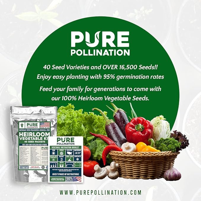 16500 Non GMO Heirloom Vegetable Seeds Survival Garden 40 Variety Pack