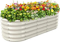 17 Tall Outdoor Garden Raised Garden Bed Kits 5ft X 2ft Oval0.8MM Thick Metal Raised Planter Bed/Ground Planter Box for Variety of FlowersHerbsVegetables (Cream White 60X24X16.5 Inches)