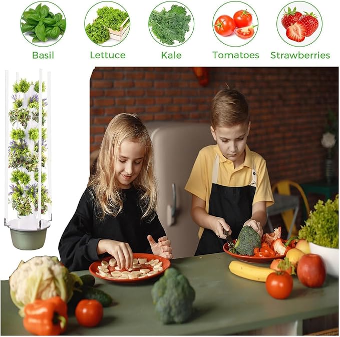 Hydroponics Growing System - Indoor Smart Garden with LED Light Vertical Vegetable Tower for Home Gardening Ideal for Plant Lovers and Indoor Gardening Enthusiasts