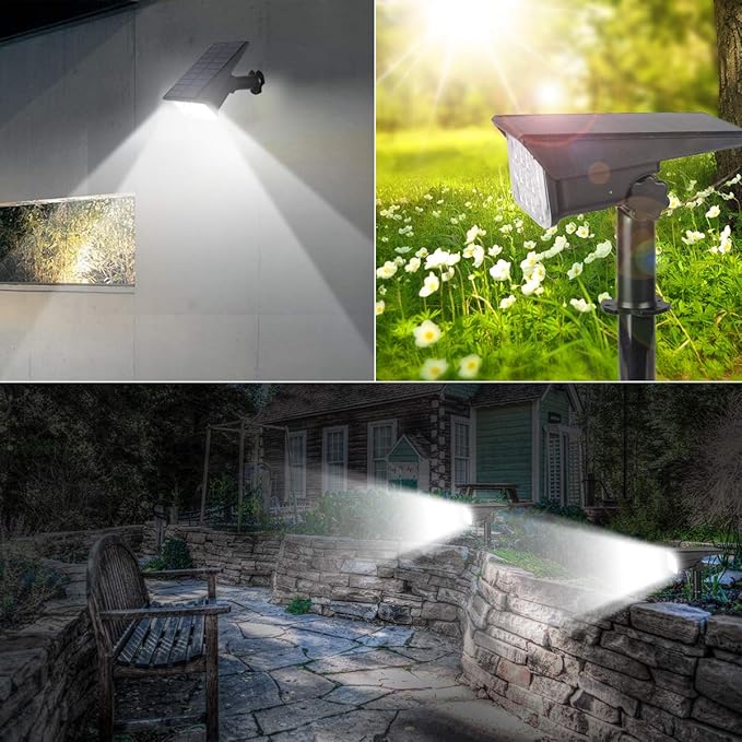 T-SUNUS Solar Spot Lights Outdoor 8 Pack 20 LED Landscape Spotlights 6000K Cool White IP65 Waterproof Garden Lights 2-in-1 Solar Wall Light for Flag Yard Patio Driveway Porch Walkway