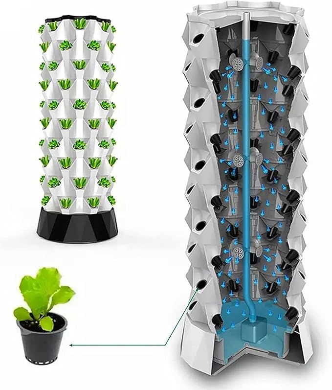 80-Hole Hydroponic Tower Soilless Cultivation Multi-Layer Planting Equipment Aeroponic Cultivation Kit for Fruits and Vegetables