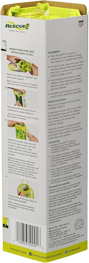 RESCUE! VisiLure® TrapStik for Wasps Mud Daubers Carpenter Bees – 3 Pack