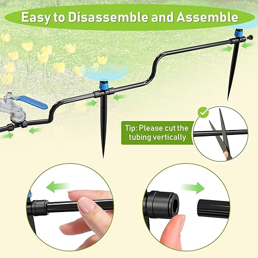 118FT Drip Irrigation System Garden Watering System Quick-Connect Drip Irrigation Kit for Lawn Raised Bed Greenhouse Plant Watering System with 1/4'' Drip IrrigationTubing Drip EmittersConnectors