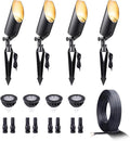 Gardenreet 12V Landscape Spotlight Bundle - 12 Pack Brass Spotlight 65FT 16/2 Cable Outdoor Waterproof LED Fixture for Garden Wall Tree with 5W 2700K Warm White MR16 Bulb
