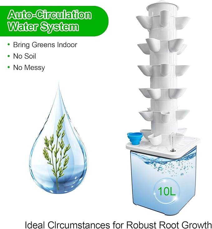 Hydroponics Growing System 30-Plant Vertical Planter Germination Kit Indoor Smart Garden Vegetable Plant Kit with Pump and Movable Water Tank Gift for Gardening Lover (aa)