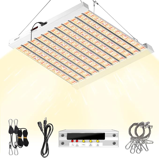 SZHLUX 500W LED Grow Light 4x4/5x5ft with Timer and Temp Control Full Spectrum Grow Lamp with 1056 DiodesIndoor Plants for Seedling Veg and Bloom Grow Light