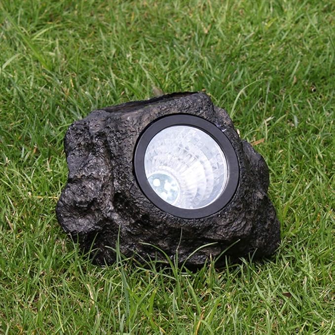 Solar Rock Light 2Pcs Small Solar Rock Lights Outdoor Solars Powered Rocks Light LED Garden Landscape Lights for Path Yard Patio Lawn Porch 4.7x5.9in