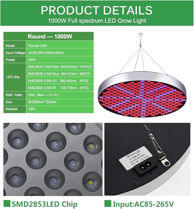 LED Plant Grow Light 250 LEDs Full Spectrum Phytolamp Dimmable Plant Grow Light for Indoor Plants Seeding Veg &amp BloomSilver
