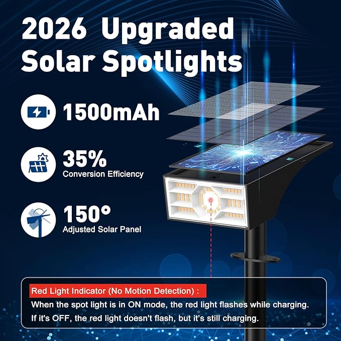 Solar Spot Lights Outdoor Waterproof 8 Pack Warm White Solar Landscape Spotlights +2 Pack Warm White Solar Spotlights with Bigger Solar Panel