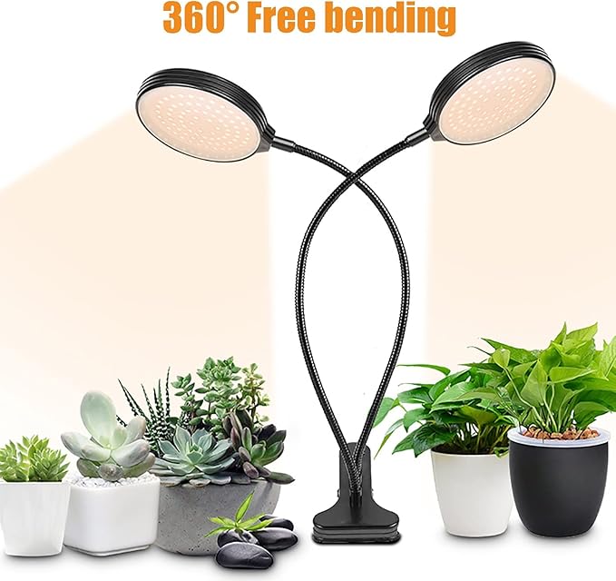 1-4 Heads LED Grow Light Full Spectrum Clip Plant Growing Lamp 5-Segment Dimming Mode 3 Fill Light Conversion Modes 4/8/12H Timer Idea for Small Plant Light (Size : 2pcs) ()