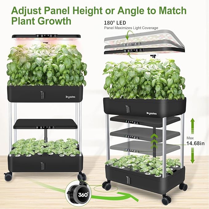 Aeroponic Tower Garden System Hydroponics Growing System with LED Grow Light Hydroponics Tower for Vegetable Fruit Healthy Fresh Herbs Vegetables(Black106.5cm/42in)