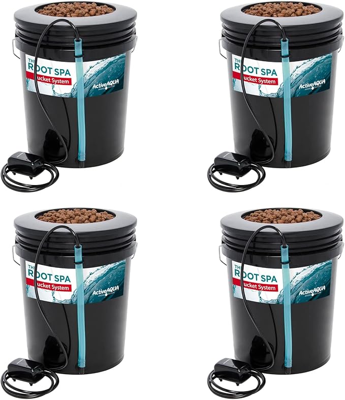 Active Aqua Root Spa 5 Gallon Hydroponic Bucket System Grow Kit (4 Pack)