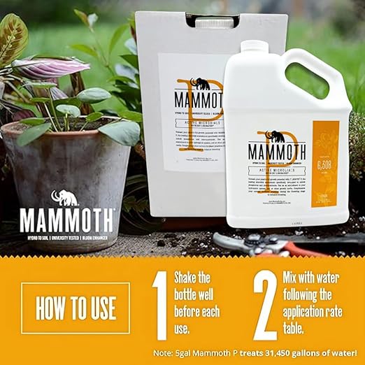 Mammoth P Organic Fertilizer Microbial Inoculants 16% Increase in Yield Maximize Phosphorous and Enhance Plant Health Nutrient Supplement Proven to Grow Bigger Yields - 1 Gallon/4 Liter