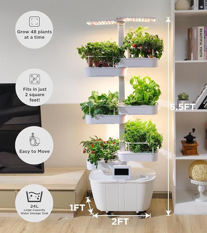 Hydroponics Growing System Kit48 Pods Large Indoor Hydroponic Herb Garden with Smart LED Grow Light Auto Circulating Water Pump24L Water TankAPP &amp WiFi ControlledGardening Systems for Ideal G