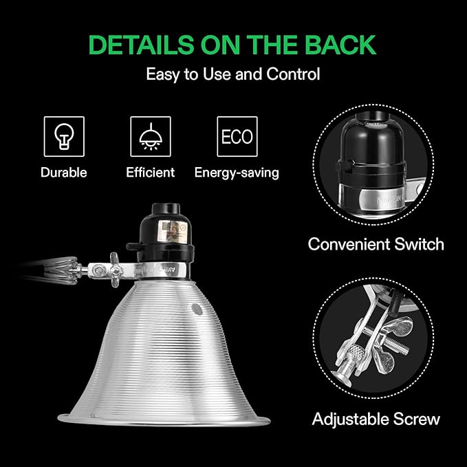 VIVOSUN 2-Pack Clamp Lamp Light with Detachable 5.5 Inch Aluminum Reflector up to 60W E26 Socket (No Bulb Included) 6 Feet Cord UL Listed