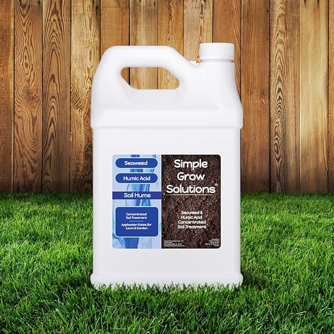 Organic Super Seaweed Humic Acid Blend- Liquid Sea Kelp for Grass and Plants - Soil Hume - Simple Grow Solutions- Natural Lawn &amp Garden Concentrated Treatment- Use with Fertilizer Program (128 Oun