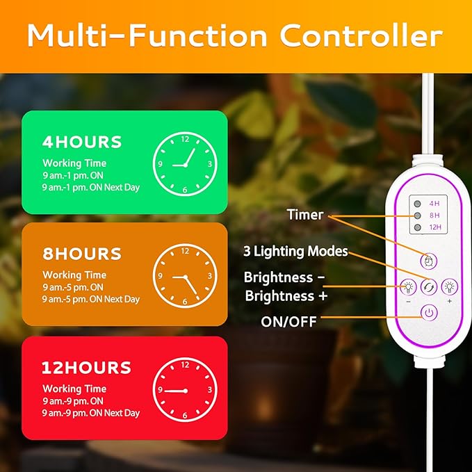 210 LED Grow Lights for Indoor Plants Full Spectrum LED Plant Light with Stand Adjustable Height Plant Grow Lights with Auto 4/8/13/H Timer for Indoor Tall Plants.
