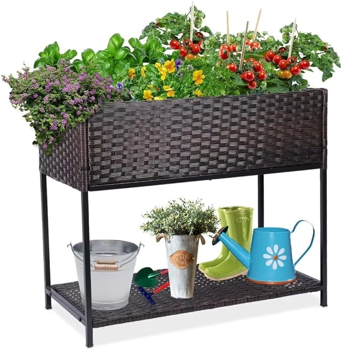 WONDER GARDEN Raised Garden Bed-Planter Box - Elevated Raised Garden Beds Outdoor with Legs &amp Storage Shelf for Vegetables Flower Herb Backyard Patio