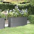 60 inch Oval Anthracite Raised Garden Bed Powder-Coated Steel Planter Box 59.8 x 59.8 x 26.8 in Sturdy Outdoor Flower &amp Herb Planter for Patio Terrace and Balcony