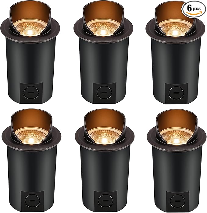 [6 Pack] CLOUDY BAY 9W Well Lights Landscape LED In Ground OutdoorShielded TopLow Voltage 12-24V AC/DCWaterproof Aluminum Uplights2700K/3000K/3500K/4000K/5000KTransformer Excluded