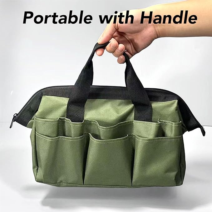 Garden Tool Set 4 Piece Gardening Kit Including Hand Transplant Shovels Cultivator Rake Hoe Tiller Tool Portable Multi Pockets Storage Bag for Outdoor Patio Planting