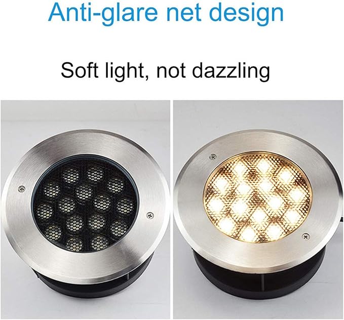 Underground Light LED 85-265V Beam LED Floodlight IP67 Waterproof Wall Washer Glare-Free Round Outdoor recessed spotlights Easy to Install Landscape Light Main Power (Red 12W)