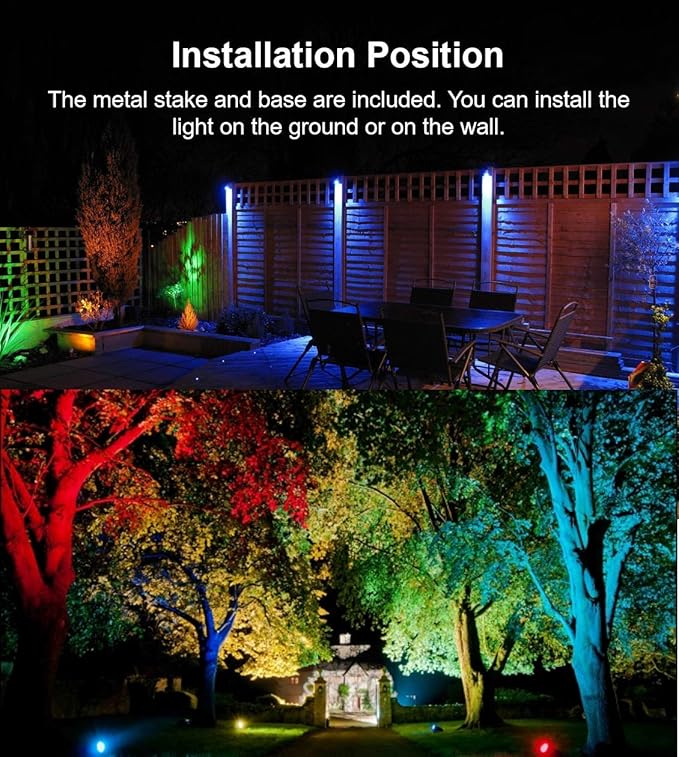 Color LED Outdoor Landscape Spotlight Remote 10W RGB Waterproof Spot Light for Yard Tree Garden Halloween Christmas Lighting 120V