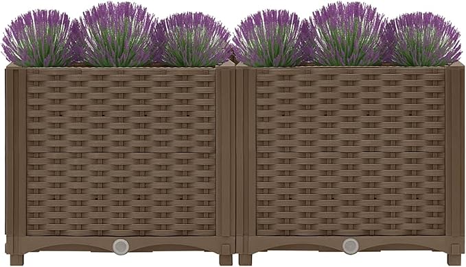 Elegant Raised Planter Bed - Large Capacity for Plants Vegetables Herbs and Flowers - Brown Polypropylene - 80 x 40 x 38 cm - Easy Assembly Required