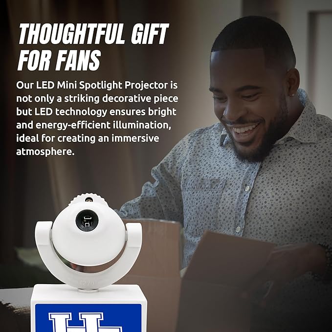 Sporticulture NCAA American Football Kentucky (UK) - Adjustable Led Mini Spotlight Projector with 6 Team Logo Designs - Portable &amp Rechargeable Spotlight - Battery-Operated - 4.375” x 3.125”