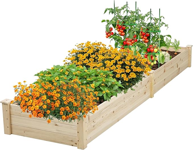 Incbruce 95x24x10 inch Wooden Elevated Raised Garden Bed Planter Elevated Planting Bed Boxes Kit for Vegetable Flower Patio Outdoor Natural